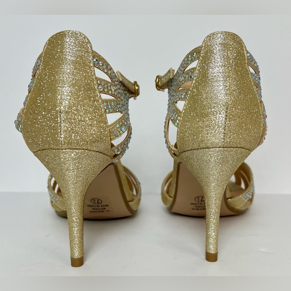 Gold Bling Rhinestone Heels Sz 7.5M by CityCassified - Picture 5 of 9
